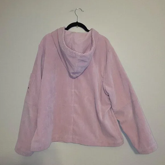 Dressbarn Women Pink Corduroy Zip Up Jacket Hoodie - Picture 2 of 6